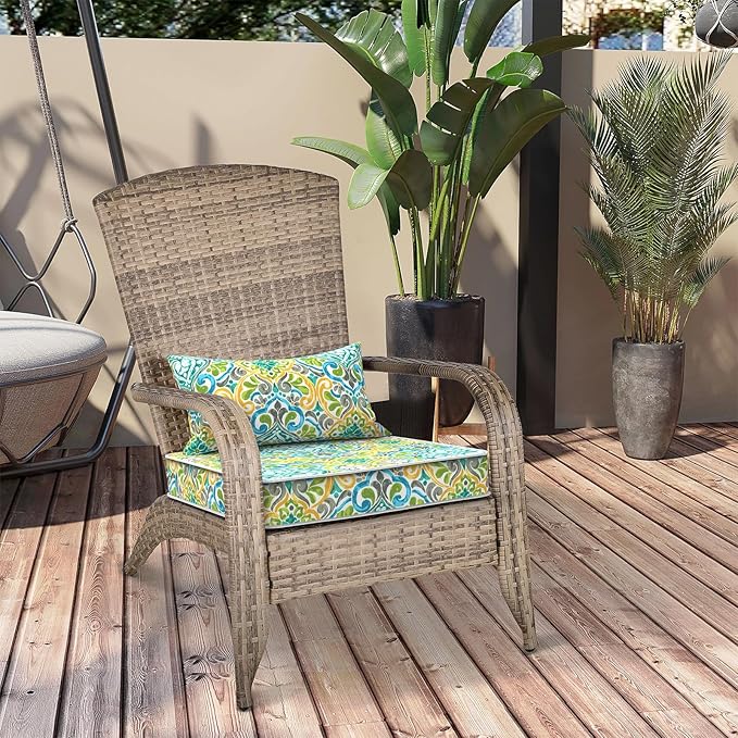 Outdoor Chair Cushions 22x22x3 Inch, Patio Seat Cushion Furniture Swing Set of 2, Water Repellent Chairs Wicker Cushion Pads with Couch Sofa in Garden, Damask Green