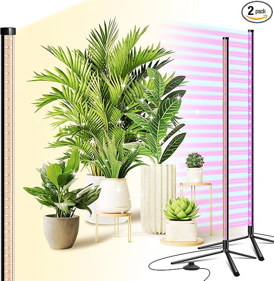 2 Pack Standing Grow Light for Indoor Plants,42W 243LEDs Full Spectrum Vertical Grow Light with 3 Light Modes,4FT Height Floor Grow Lamp with Foot Switch,Wide Area Coverage Ideal for Tall Plant