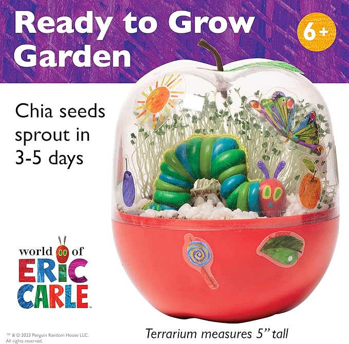 Creativity for Kids The Very Hungry Caterpillar: Ready to Grow Garden - Science Terrarium Kit Inspired from The World of Eric Carle Books, Learning & Education Gifts for Kids (Ages 6+)