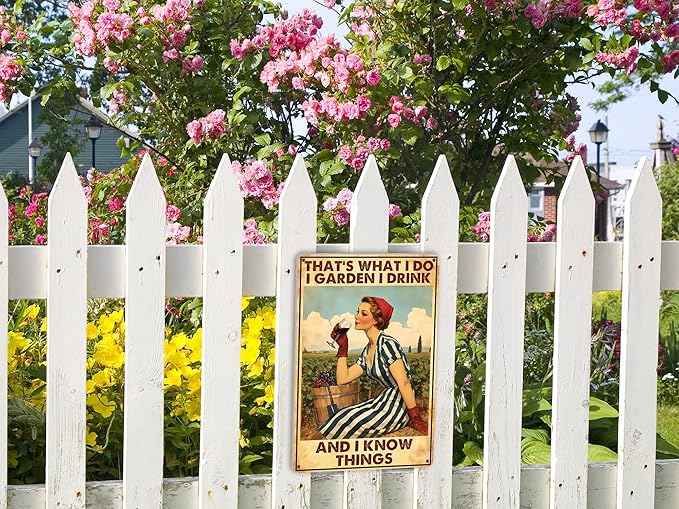 Garden Signs for Outside Wall Decor Funny Metal Signs Vintage Garden Decor for Gardener Gardening Sign Cottage Core Room Decor 8x12 Inches