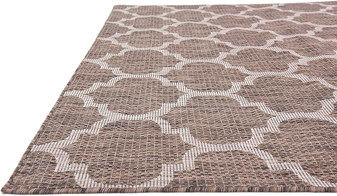 Unique Loom Outdoor Trellis Collection Area Rug (6' 1" x 9' Rectangle, Brown/ Ivory)