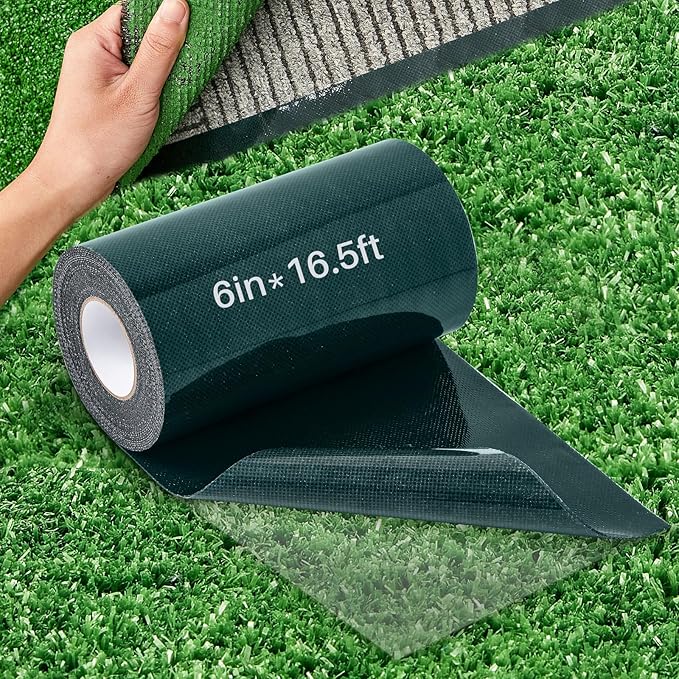 1 Roll 6 in x 16.5 ft Double Sided Turf Tape Artificial Grass Tape Self Adhesive Grass Rug Tape Artificial Turf Tape for Lawn Garden Carpet Connecting Outdoor Carpet