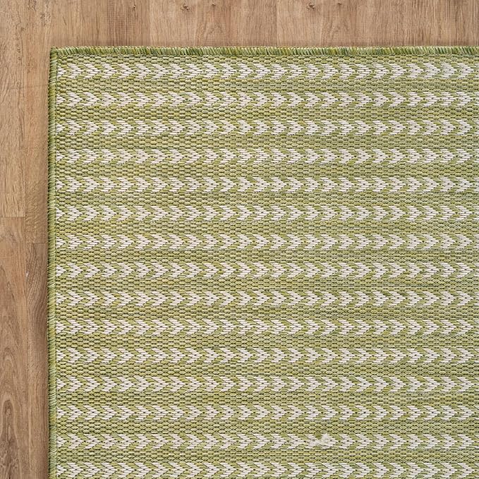 Washable Outdoor Rug 6x9 Modern Area Rugs Outdoor Carpets Striped Pattern Non Shedding Waterproof Easy Clean Patio Deck Porch Living Room Bedroom Garden RV (6 X 9 Olive)