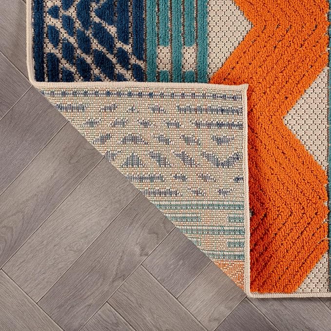 Rugshop Multi Marbella Boho Indoor/Outdoor Runner Rug, Machine Washable for Hallway, Entryway and Kitchen 2'7" x 12'