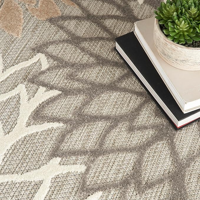 Nourison Home Aloha Natural 10' x 14' Area Rug - Easy Clean, Non Shedding, Bed Room, Living Room, Dining Room, Kitchen (10' x 14')