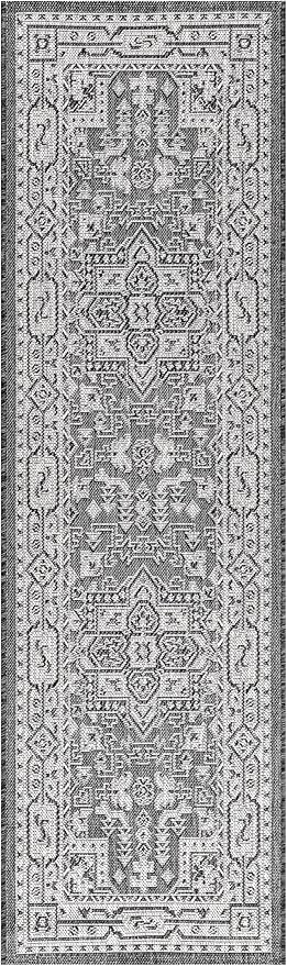 Keen Home Design Terrace Outdoor Runner Rug - 26"x119" Washable Indoor/Outdoor Rug for Patio, Kitchen, Balcony, Beach, Garden, Deck and Porch, Size: 2'2" x 9'11", Medallion