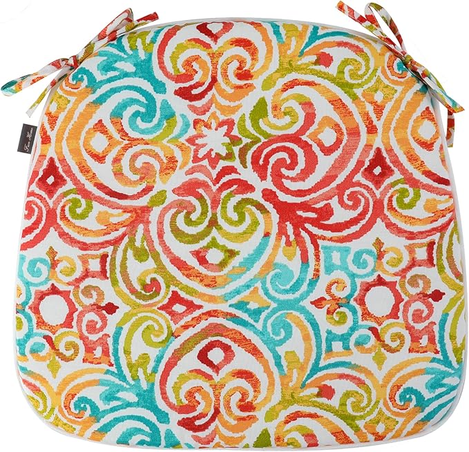 FUNHOME Outdoor Chair Cushions Set of 2, Water-Repellent Patio Seat Cushions D16xW17 Inch, All Weather Patio Chair Pads with Tie, Patio Cushions for Furniture Garden Home Decoration, Corinthian Dapple