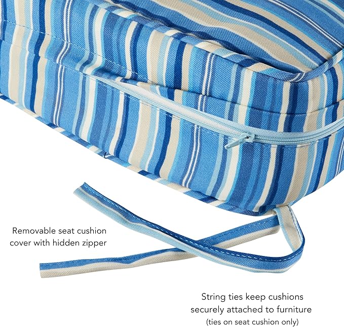 Greendale Home Fashions 2-Piece Outdoor Deep Seat Cushion Set, Steel Blue Stripe