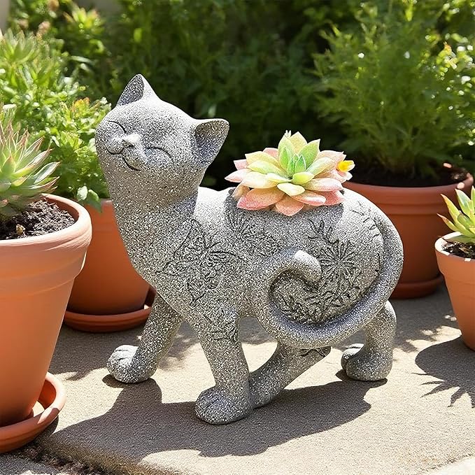 Teaeeno Cat Succulent Pot Planters with Drainage Hole for Plants, Flower Garden Pots for Plants, Succulent Cactus Home Office Desk Garden Decor Plant Lovers Gift for Mom Perfect for Garden,Cat Gifts