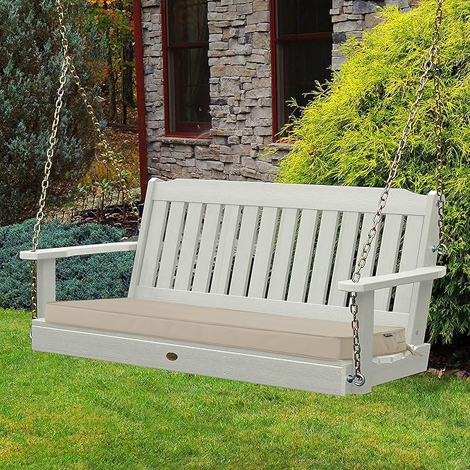 Outdoor Bench Cushion 59 x 18 Inch Thick Waterproof Porch Swing Cushions with Tie Patio Furniture Chair Cushion Bench Pad Color Fastness Backyard Seat Pads, Cream