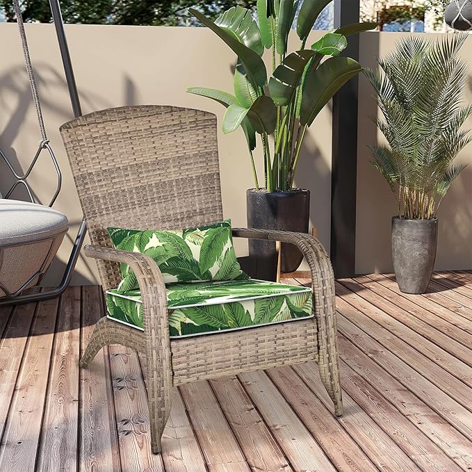 Outdoor Chair Cushions 22x22x3 Inch, Patio Seat Cushion Furniture Swing Set of 2, Water Repellent Chairs Wicker Cushion Pads with Couch Sofa in Garden, Swaying Palms Green