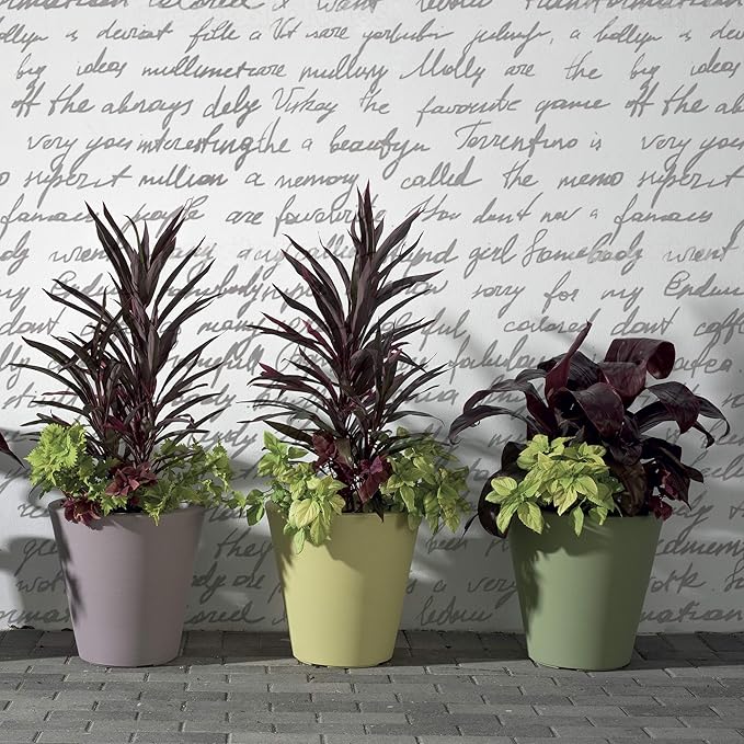 Crescent Garden Madison Planter– Weather-Resistant, Double Walled Indoor/Outdoor Plant Pot with Drain Hole – Durable All-Season Flower Container, 20" W (Terracotta-Colored)