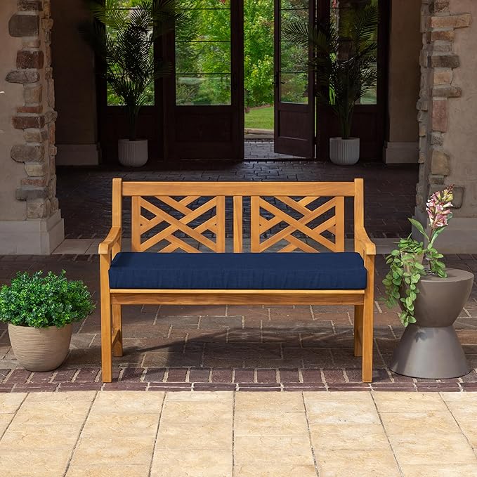Arden Foam Outdoor Bench Cushion, 48 x 18, Made with ProFoam, Rain-Proof, Fade Resistant, Sapphire Blue Leala