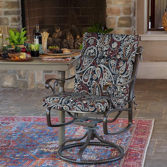 Arden Outdoor Chair Cushion, 21 x 20, Rain-Proof, Fade Resistant 20 x 21, Navy Palmira Paisley