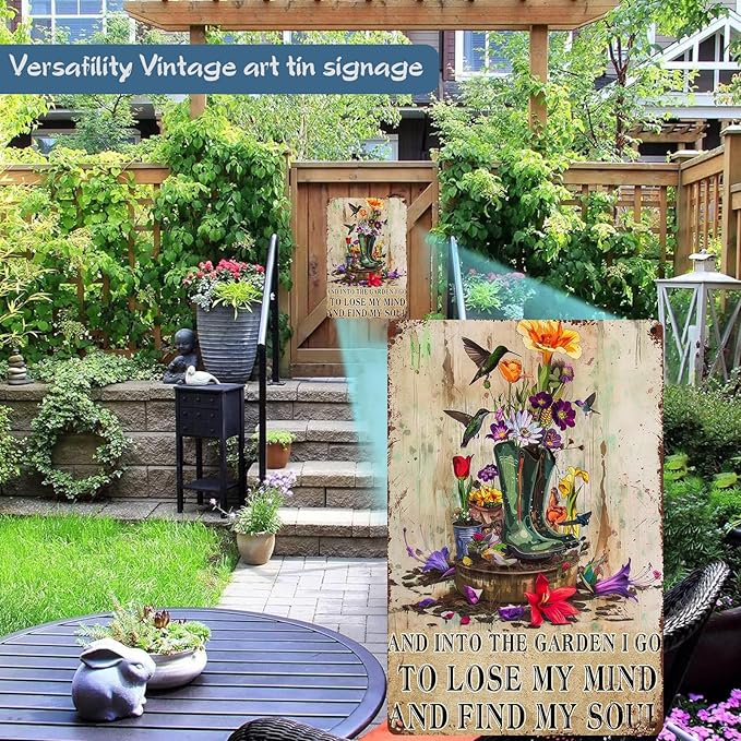 Garden Metal Sign I Go To Lose My Mind And Find My Soul Home Bar Garden Wall Decor Tin Sign 8 x 12 Inch