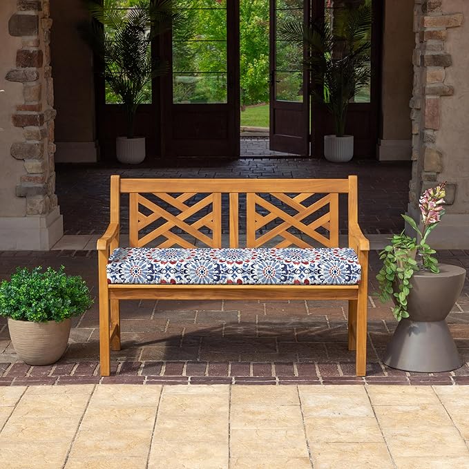 Arden Foam Outdoor Bench Cushion, 48 x 18, Made with ProFoam, Rain-Proof, Fade Resistant, Clark Blue