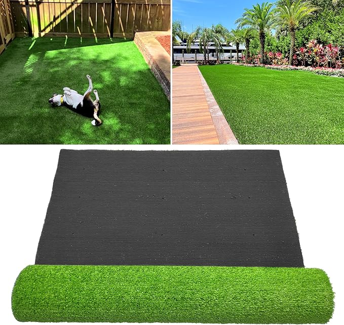 Artificial Grass Turf Lawn Outdoor Fake Grass Rug 4 Feet x 7 Feet for Garden Landscape Balcony Decoration Synthetic Grass Carpet Dog Grass Mat with Drainage Holes