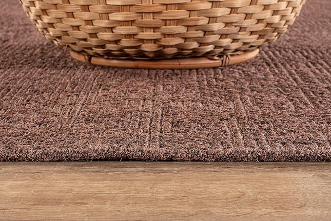 CAMILSON Easy Jute Round Rug 4ft Indoor Outdoor Brown Color Fiber Area Rugs for Living Room Patio and Kitchen Rug, Solid Boho Woven Design Easy-Cleaning Washable Outside Carpet Alfombras (4 Round)