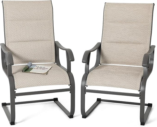 NUU GARDEN Patio Dining Chair Set of 2, Comfortable Outdoor Dining Chairs for Indoors and Outdoors, Breathable Textilene Outdoor Chairs for Backyard Deck, Grayish Beige