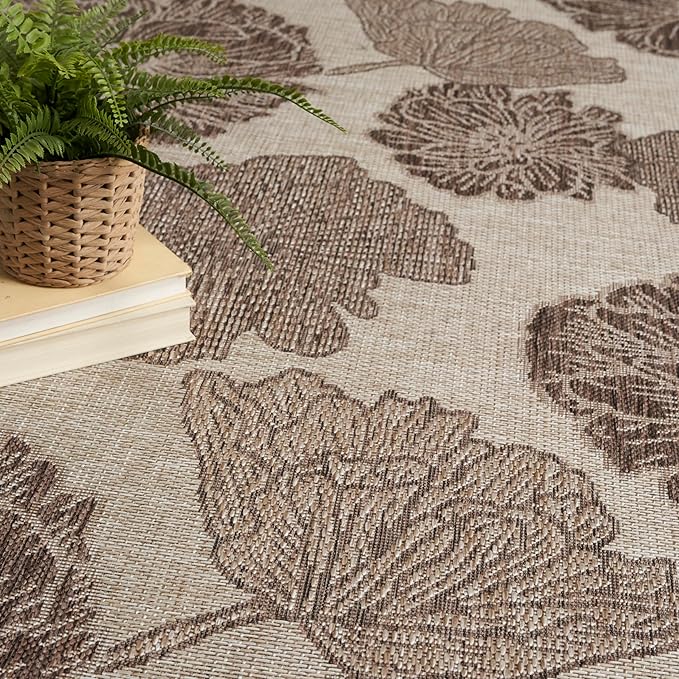 Nourison Home Garden Oasis Natural 6' x 9' Area Rug - Easy Clean, Non Shedding, Bed Room, Living Room, Dining Room, Kitchen (6' x 9')