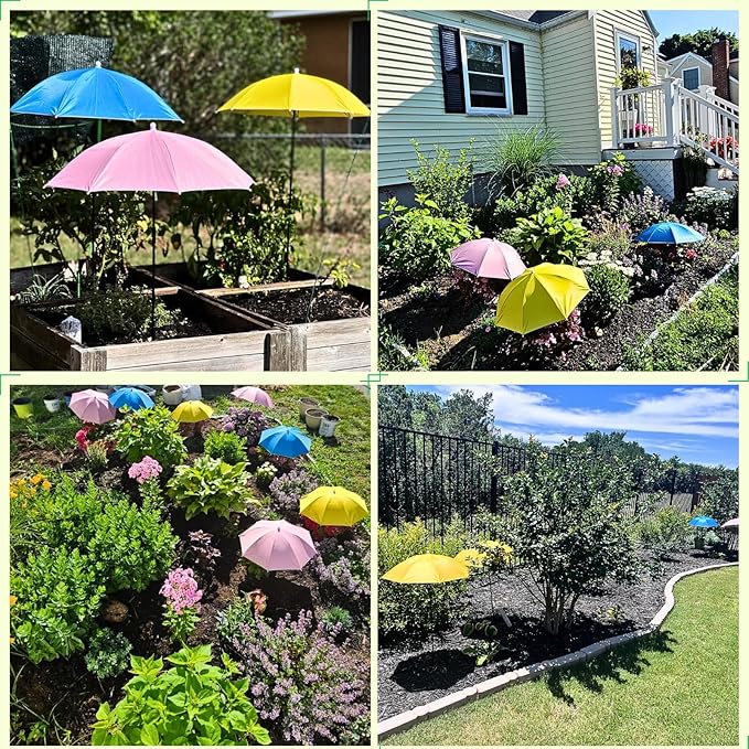 Plant Umbrellas for Outdoor Plants, Garden Umbrella Shade for Potted Plants and Garden Beds, Defend Plants From Blazing Sun and Rain with Adjustable Angle