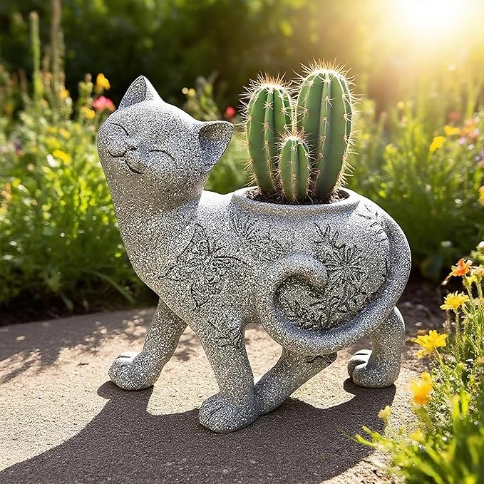 Teaeeno Cat Succulent Pot Planters with Drainage Hole for Plants, Flower Garden Pots for Plants, Succulent Cactus Home Office Desk Garden Decor Plant Lovers Gift for Mom Perfect for Garden,Cat Gifts