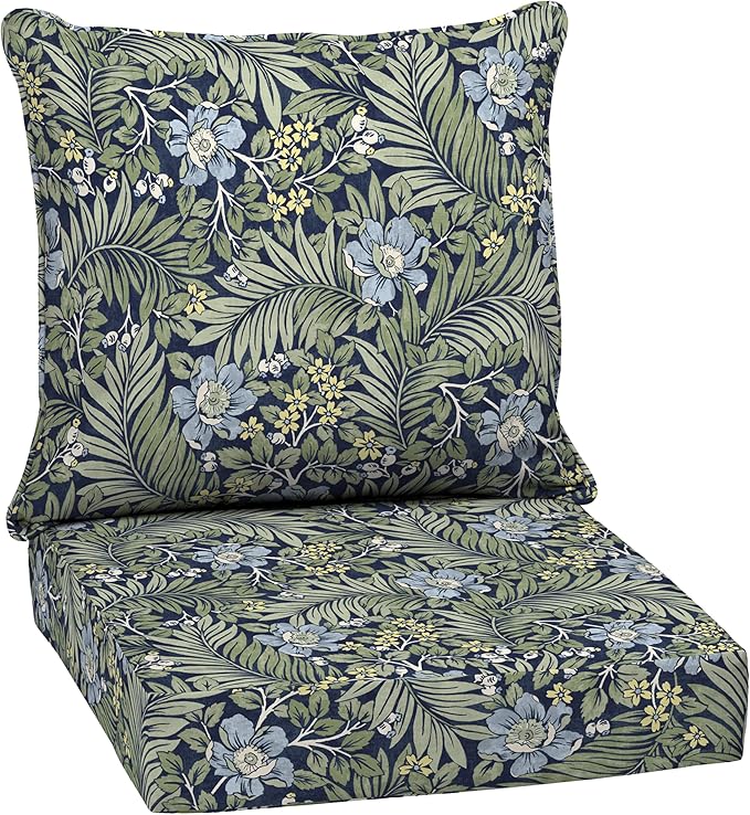 Arden Outdoor Deep Seat Cushion Set, 24 in x 24 in, Patio Cushion for Chair, Sofa, and Couch, Sapphire Morrison Floral