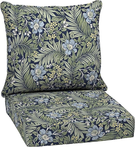 Arden Outdoor Deep Seat Cushion Set, 24 in x 24 in, Patio Cushion for Chair, Sofa, and Couch, Sapphire Morrison Floral