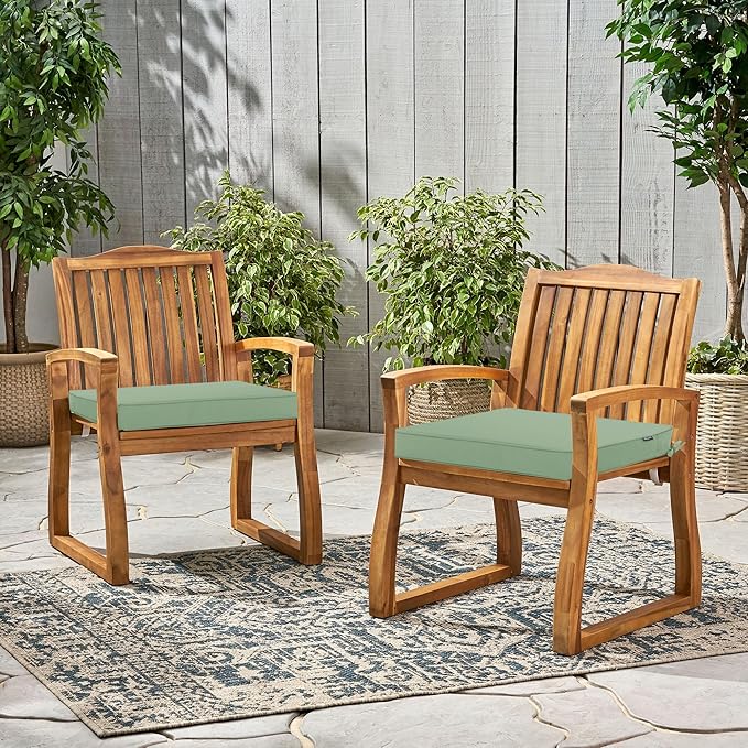 Outdoor Chair Cushions 24 x 24 Inch Water Resistant Patio Chair Cushions with Tie 3 Year Color Fastness Thick Outdoor Seat Cushion for Garden Lawn Patio Furniture Sage Green Set of 2