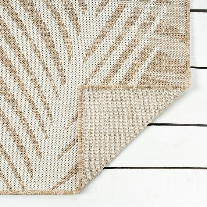 LR Home 8x10 Indoor/Outdoor Area Rug for Home Decor | Floral Large Size Carpet Suitable for Living Room, Bedroom, Playroom, Patio, Garden | Tropical Farmhouse Rug | Beige/Ivory