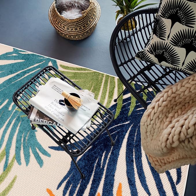 Rugshop Multi Lucca Contemporary Floral Indoor/Outdoor Area Rug Durable Polypropylene, Weather Resistant, Easy Maintenance, Perfect for Patio, Backyard, Deck and Outdoor Lounge 5' x 7'