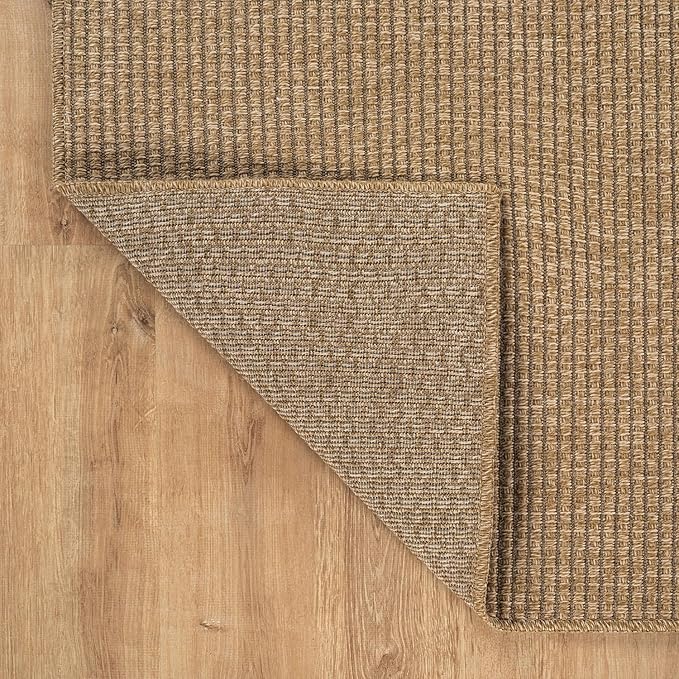CAMILSON Easy Jute Rug 5x7, Indoor Outdoor Natural Color Farmhouse Area Rugs for Living Room Patio and Kitchen Rug, Solid Boho Woven Design, Easy-Cleaning, Washable Outside Carpet Alfombras (5 x 7)