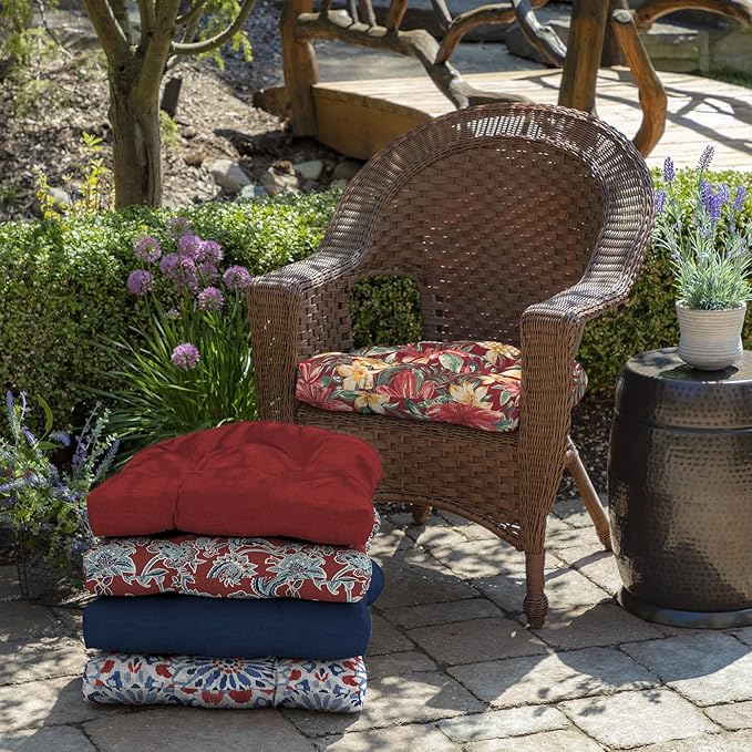 Arden Indoor/Outdoor Rocking Chair Or Wicker Chair Cushion, 2-Pack, 20 x 18, Water Repellent, Rain Proof, Fade Resistant Cushion for Rocking Or Rounded Back Chair Ruby Clarissa