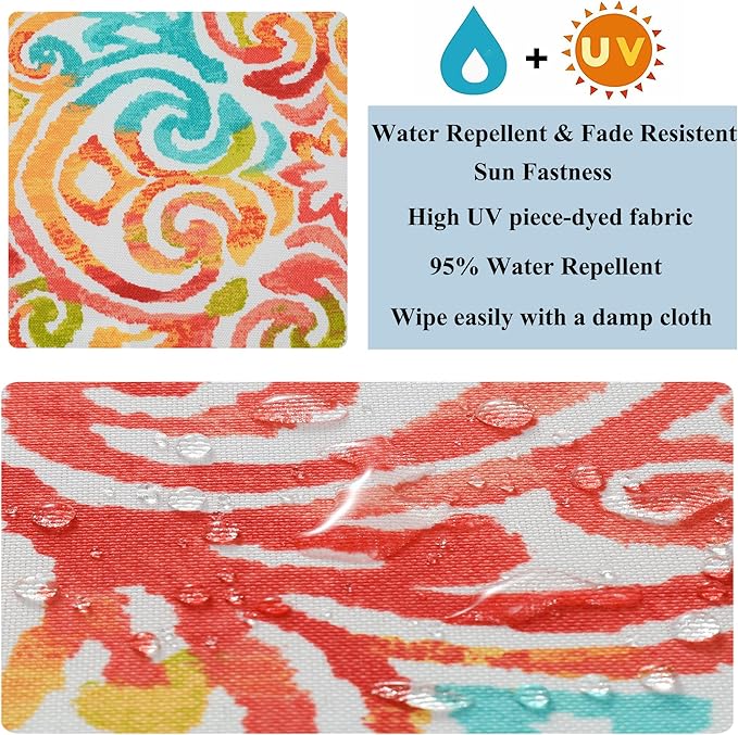 FUNHOME Outdoor Chair Cushions Set of 2, Water-Repellent Patio Seat Cushions D16xW17 Inch, All Weather Patio Chair Pads with Tie, Patio Cushions for Furniture Garden Home Decoration, Corinthian Dapple