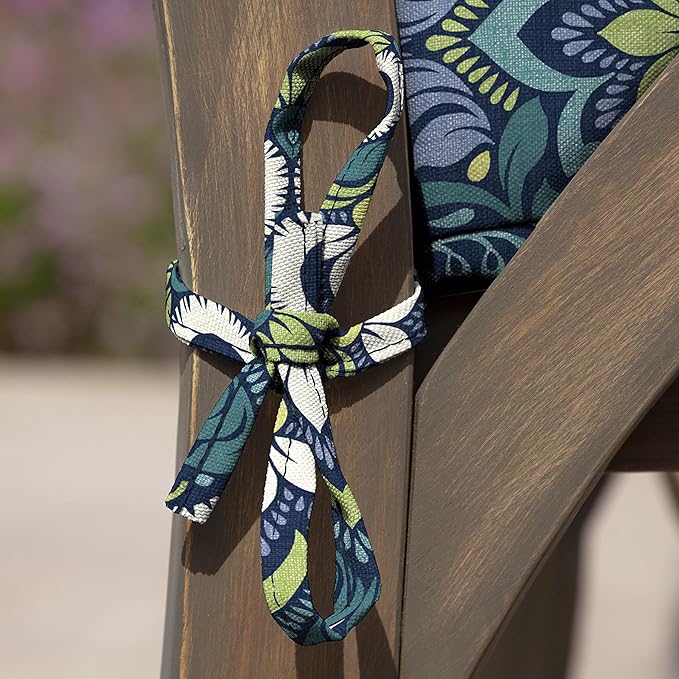 Arden Selections Outdoor Wicker Chair Cushion, 20 x 18, Rain-Proof, Fade Resistant 21 x 21, Sapphire Aurora Blue Damask (Pack of 4)