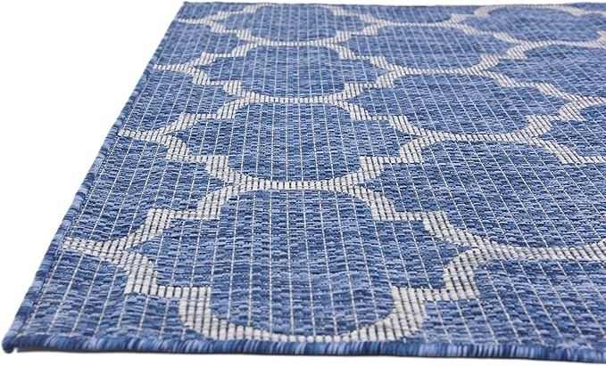 Unique Loom Outdoor Trellis Collection Area Rug (4' 1" x 6' 1" Rectangle, Navy Blue/ Ivory)