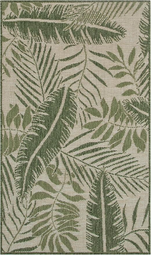 Nourison Home Garden Oasis Ivory Green 3' x 5' Area Rug - Easy Clean, Non Shedding, Bed Room, Living Room, Dining Room, Kitchen (3' x 5')