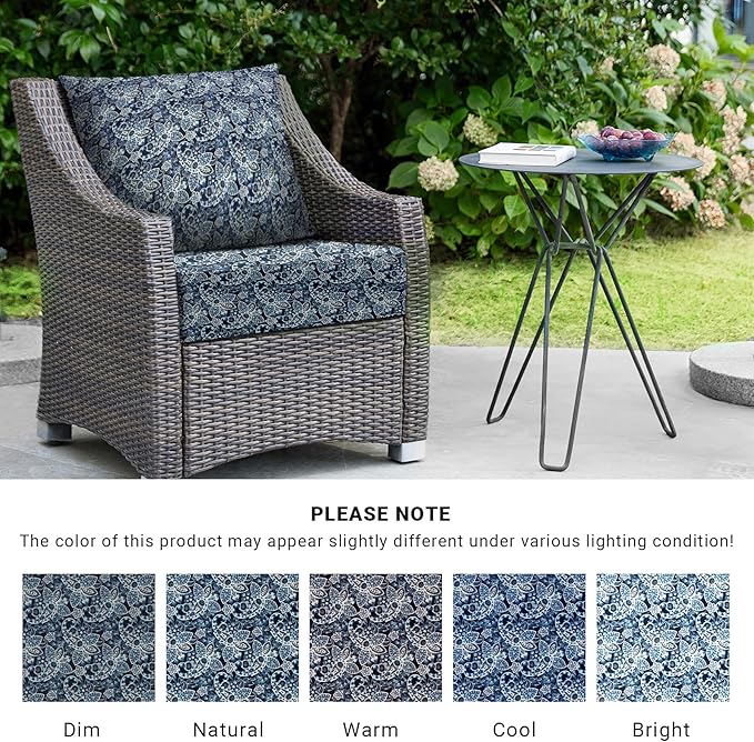 Outdoor Cushions for Patio Furniture,Outdoor Seat Cushion Set 24 x 24 x 5.75 Inch,Waterproof & Fade Resistant Outdoor Chair Cushions,Deep Patio Chair Cushion with Removable Cover,Green Paisley