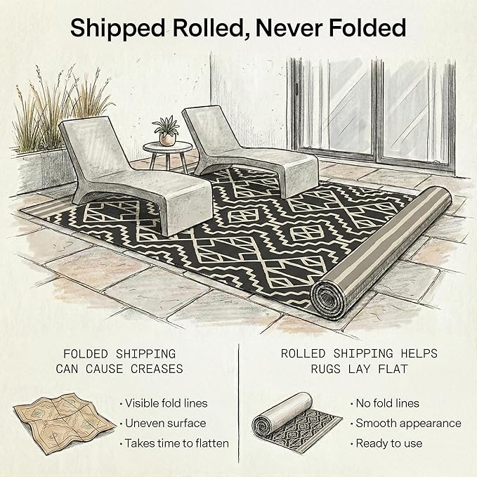 Fab Habitat Outdoor Rug - Waterproof, Fade Resistant, Crease-Free - Premium Recycled Plastic - Tribal Boho Neutral - Porch, Deck, Balcony, Hallway, Poolside - Kilimanjaro - Black - 2.5 x 8 ft Runner