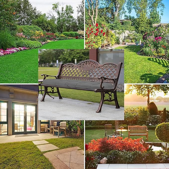 Bench Cushion for Outdoor Furniture 3 Seater, Non-Slip Tufted Bench Cushions for Swing, Swing Replacement Pads with Straps,Black,59 * 20"