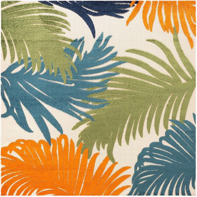 Rugshop Lucca Contemporary Floral Indoor/Outdoor Square Rug 6' 6" Multi