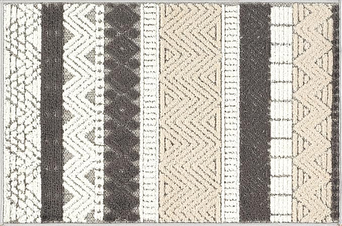 Rugshop Gray Marbella Boho Indoor/Outdoor Runner Rug, Machine Washable for Hallway, Entryway and Kitchen 2'7" x 4'