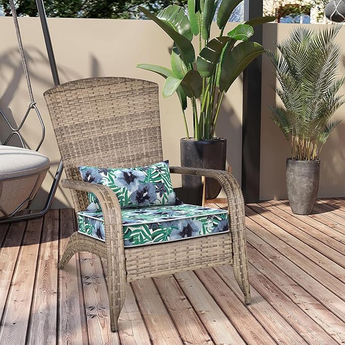 Outdoor Chair Cushions 22x22x3 Inch, Patio Seat Cushion Furniture Swing Set of 2, Water Repellent Chairs Wicker Cushion Pads with Couch Sofa in Garden, Blue Salmone Tropical