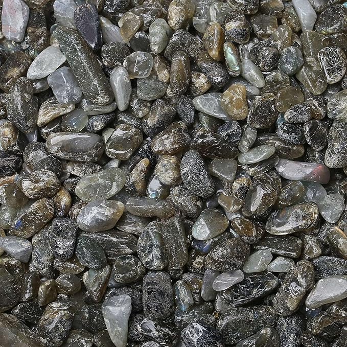 LAIDANLA Labradorite 1lb Crystal Polished Tumbled Stones Irregular Shaped Crystal Chips Bulk Natural Gemstone Aquarium Gravel Rocks Vase Filler Fish Tank Gravel Home Decoration