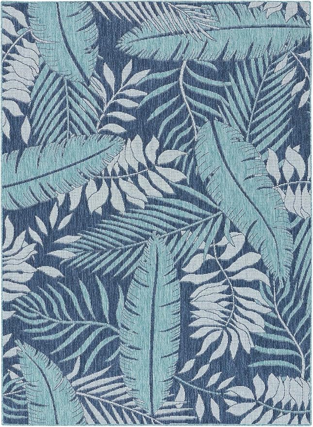 Nourison Home Garden Oasis Navy 6' x 9' Area Rug - Easy Clean, Non Shedding, Bed Room, Living Room, Dining Room, Kitchen (6' x 9')