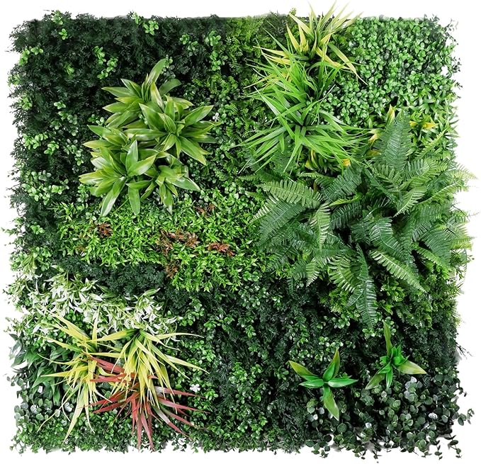 Artificial Plant Wall Panels, 40"x 40" Greenery Boxwood Panels with UV Protection, Faux Grass Ivy Privacy Screen Fence, Grass Wall Backdrop for Indoor Outdoor Garden Backyard Decor