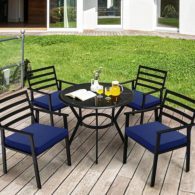 Outdoor Chair Cushions 18.5x16 Inch Water Resistant Patio Chair Cushions with Tie 3 Year Color Fastness Thick Outdoor Seat Cushion for Patio Furniture Navy Set of 4