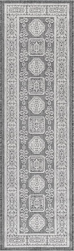 Keen Home Design Terrace Outdoor Runner Rug - 26"x119" Washable Indoor/Outdoor Rug for Patio, Kitchen, Balcony, Beach, Garden, Deck and Porch, Size: 2'2" x 9'11", Trend Black