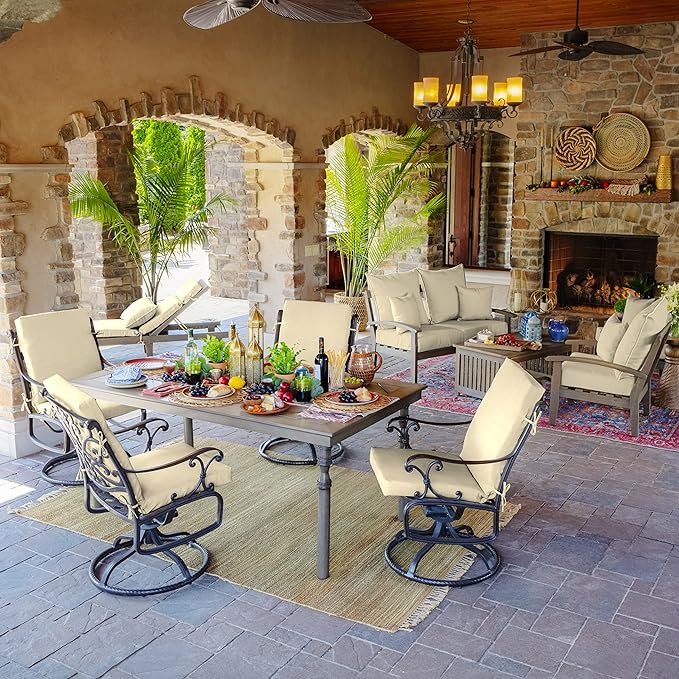 Arden 4-Pack Outdoor Patio Dining Chair Cushion, 20x44, Rain-Proof Seat Pad, Fade-Resistant Outdoor Cushion Tan Leala