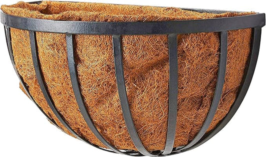 Arcadia Garden Products 1527 Half Round Wall Mounted Hanging Planter Basket with Coco Liner 16"
